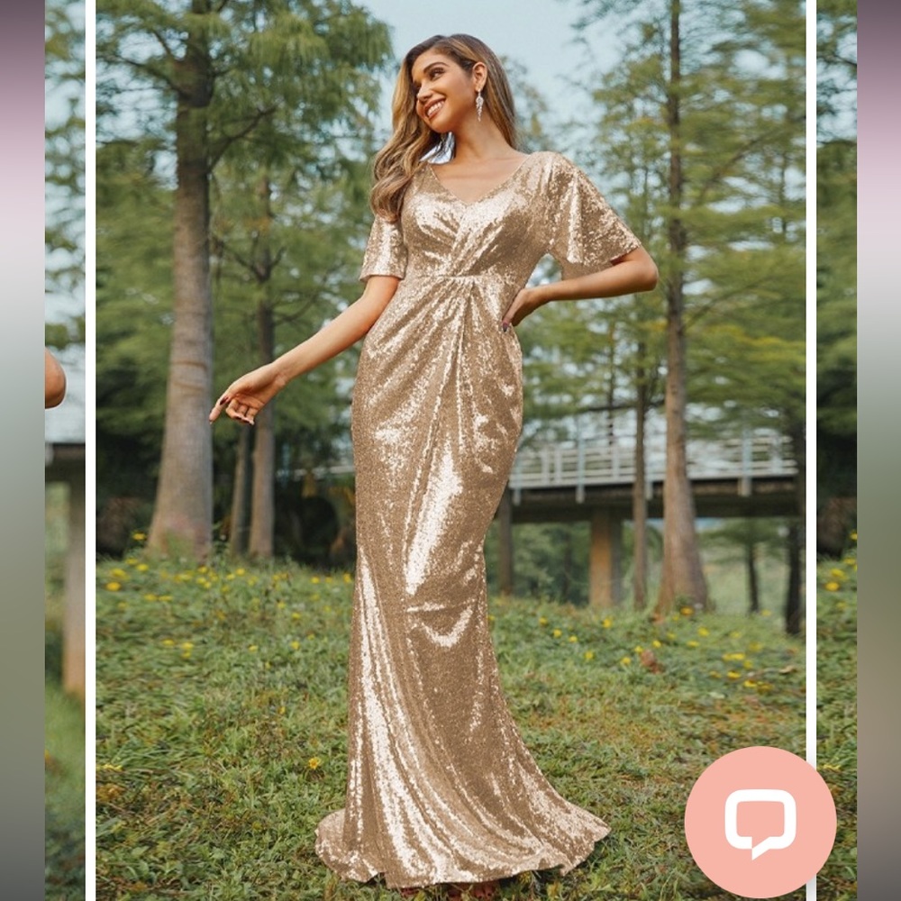 Sheath Sequins Ruched V-neck Bridesmaid Dress